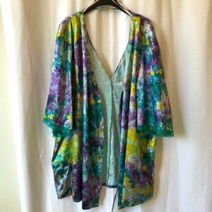 Yitty Sattin Pretty Mini Robe in Deep Sea Watercolor Size 2x